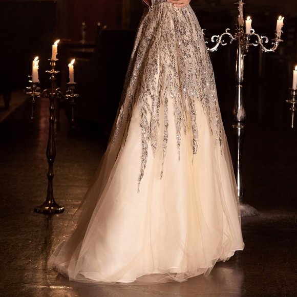 NEW LONG TULLE OFF THE SHOULDER SLEEVELESS A-LINE DRESS WITH ZIPPER BACK CD C135 - Picture 9 of 9